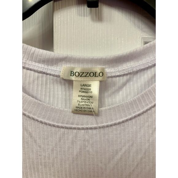 NWOT Bozzolo Women’s Ribbed Cropped Short Sleeve Top White Size Large - Picture 3 of 4